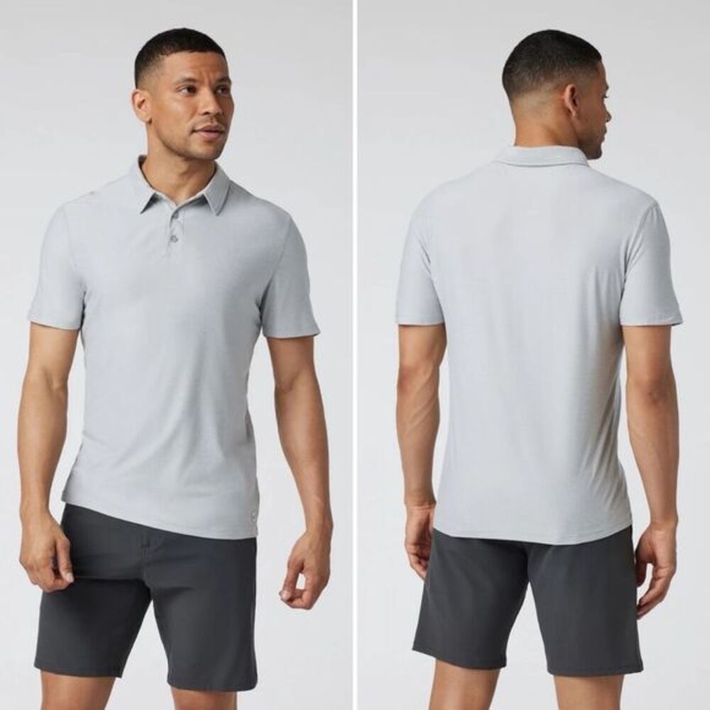Vuori Men’s Strato Tech Polo in Platinum Heather Size XXL